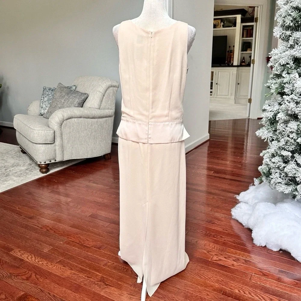 Vintage 2000s R&M Richard's Beige Beaded Embellished Formal Gown Maxi Dress - Picture 4 of 11